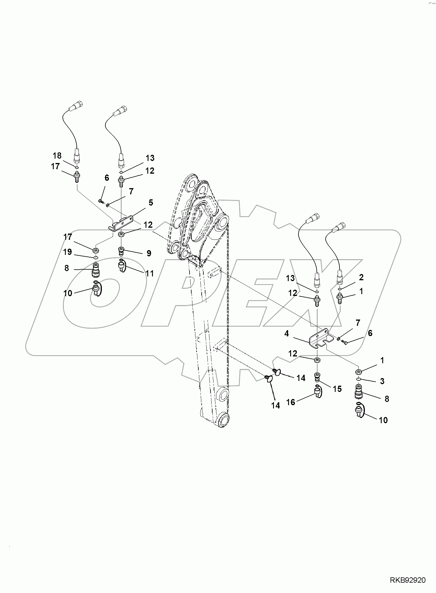 ARM, 1240MM, 2-ATTACHMENT, ADDITIONAL PIPING
