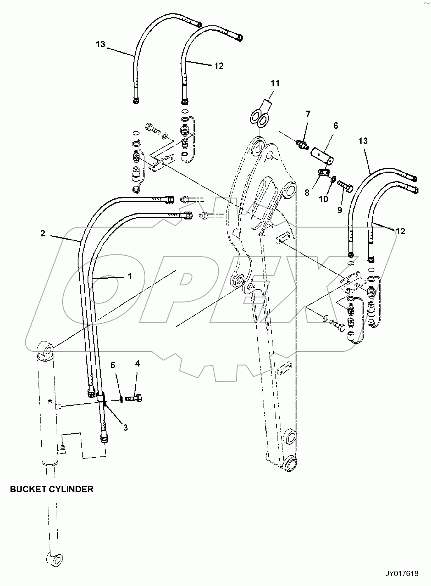 ARM, 1240MM, 2-ATTACHMENT, PIN AND PIPING
