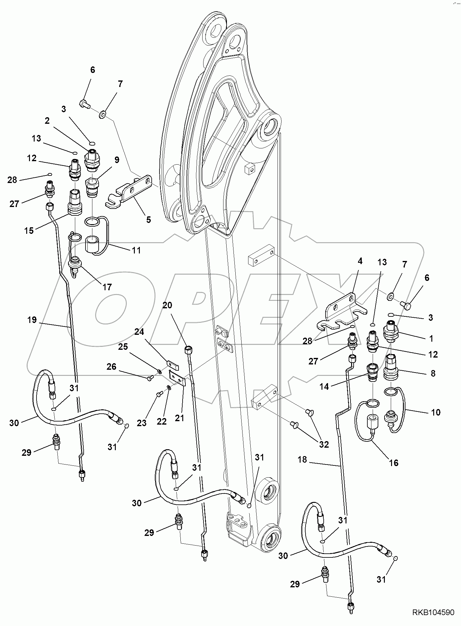  ARM, 1240MM, 3-ATTACHMENT, ADDITIONAL PIPING