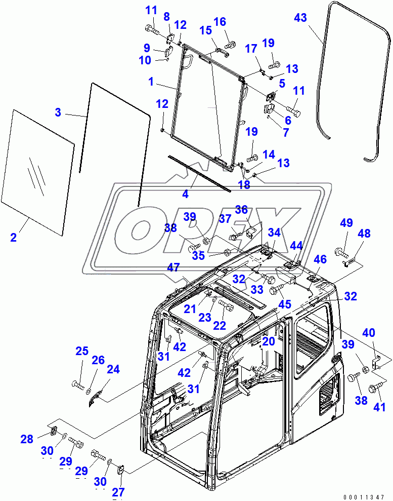  FLOOR FRAME (OPERATOR'S CAB) (FRONT WINDOW)(50001-52571)