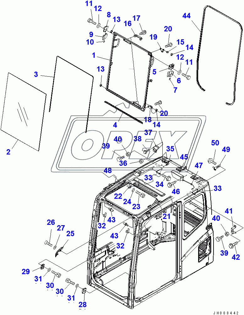  FLOOR FRAME (OPERATOR'S CAB) (FRONT WINDOW)(52572-)