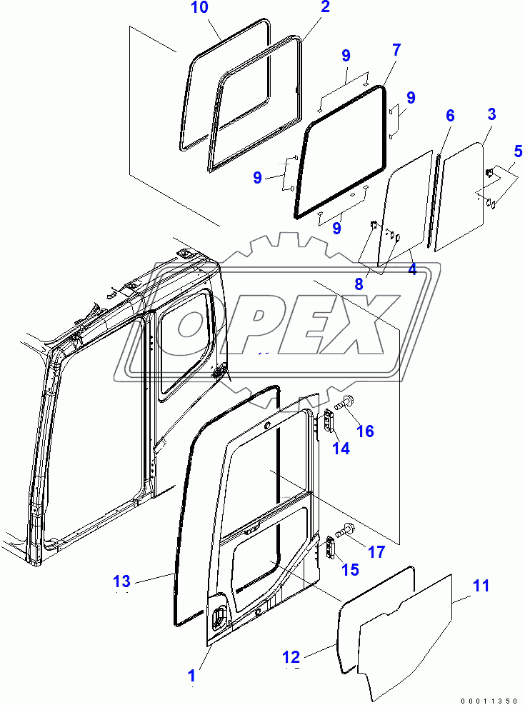  FLOOR FRAME (OPERATOR'S CAB) (DOOR) (-40ЯC SPEC. AND COLD WEATHER A SPEC.)