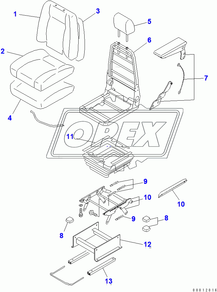  OPERATOR'S SEAT ASSEMBLY (FABRIC SEAT)