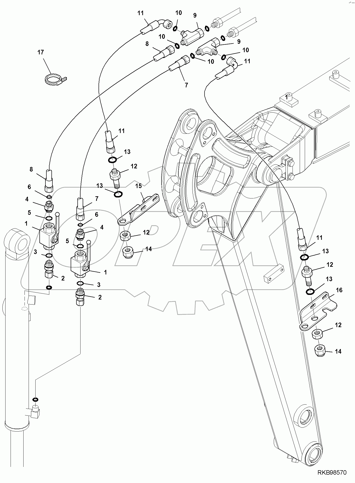  CLAMSHELL BUCKET LINE, WITH STANDARD ARM