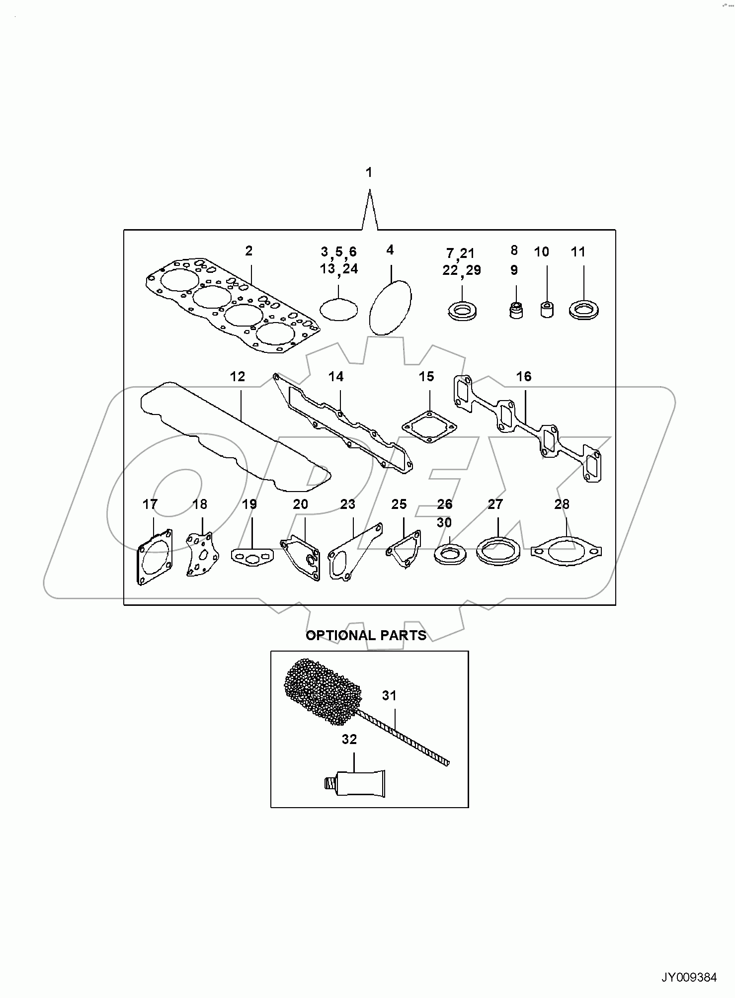  ENGINE, GASKET KIT AND OPTIONAL PARTS