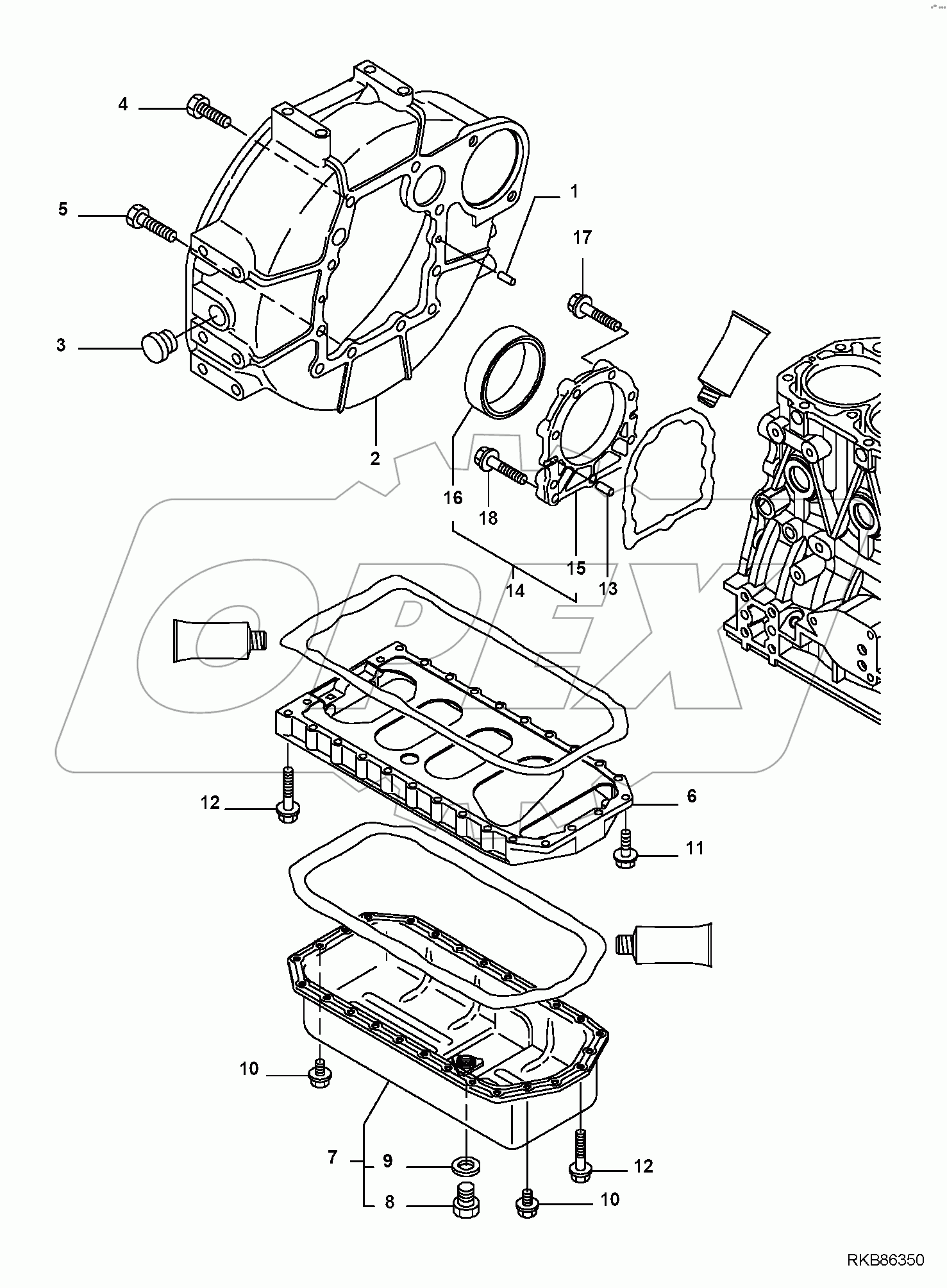  ENGINE, FLYWHEEL HOUSING AND OIL PAN