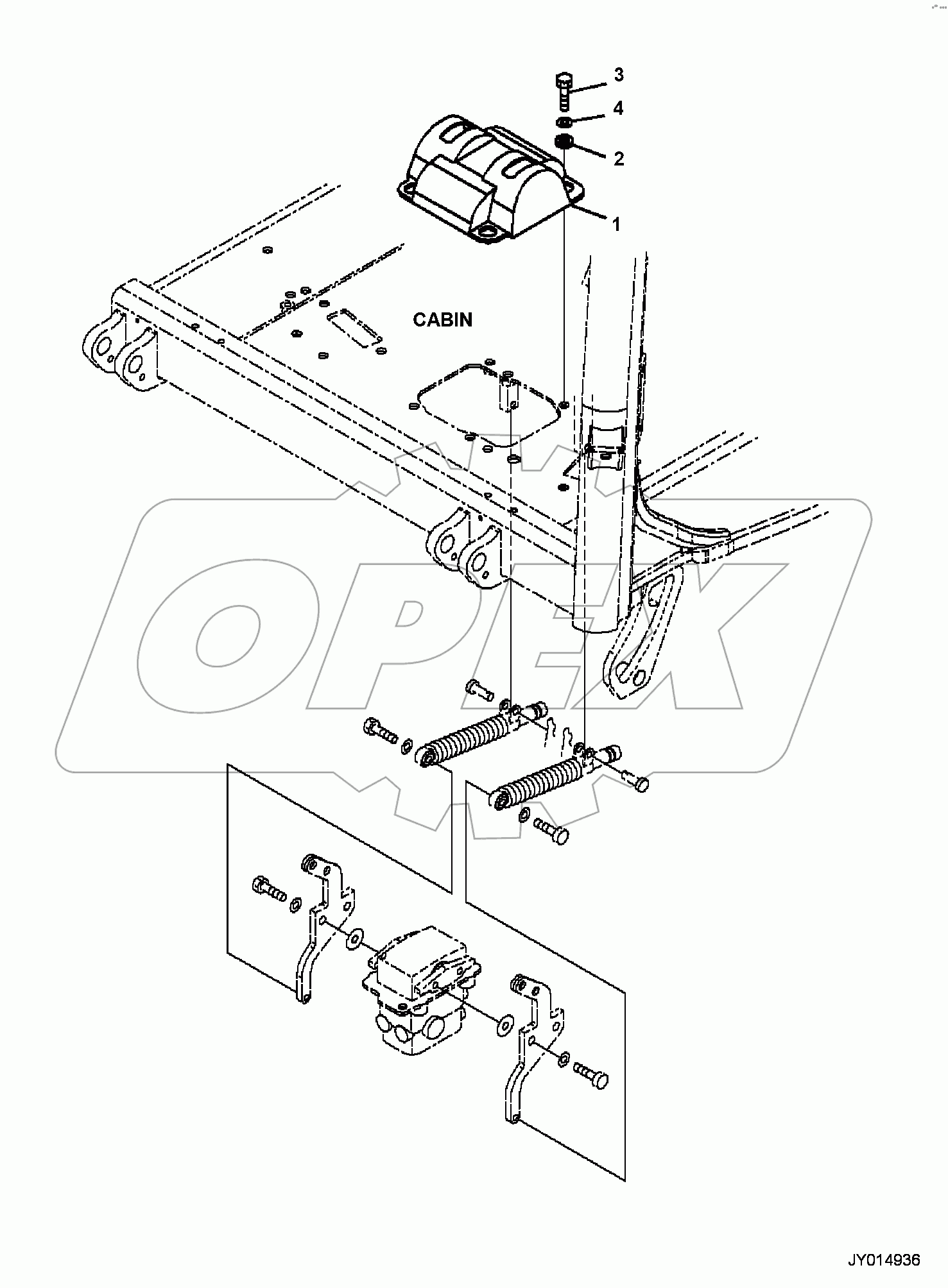  CAB, 1-ATTACHMENT, FLOOR, TRAVEL CONTROL