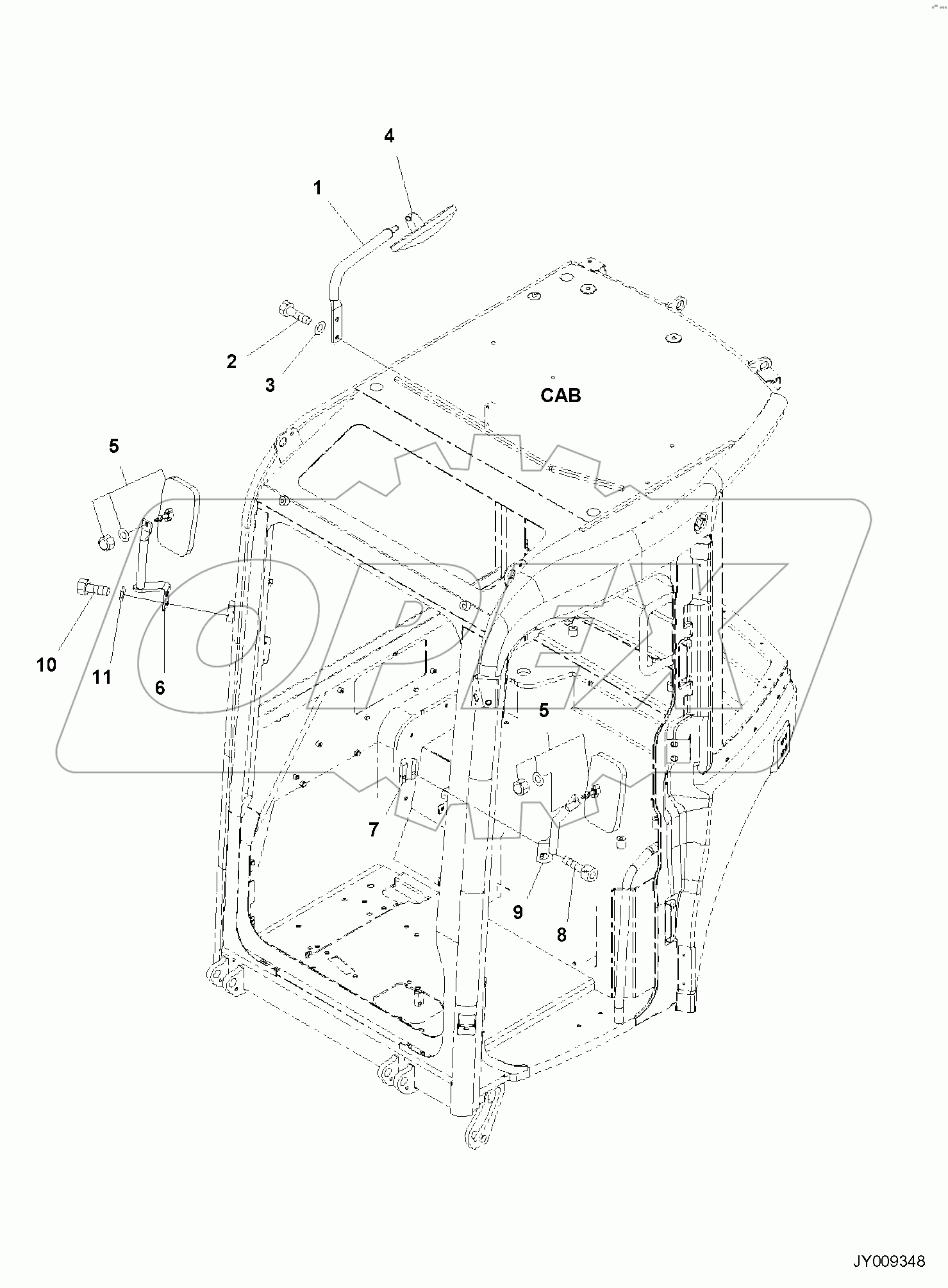  CAB, 1-ATTACHMENT, REARVIEW MIRROR