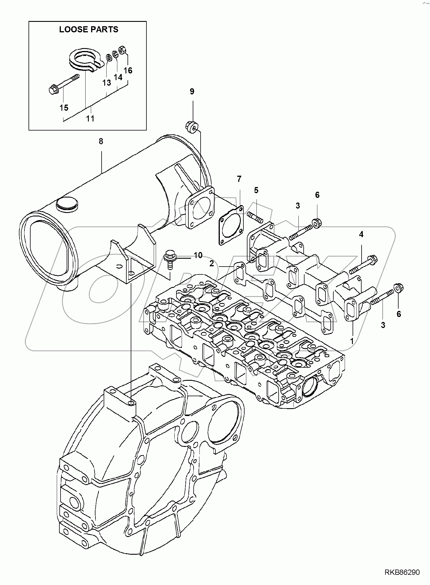  ENGINE, WITH CANOPY, EXHAUST MANIFOLD
