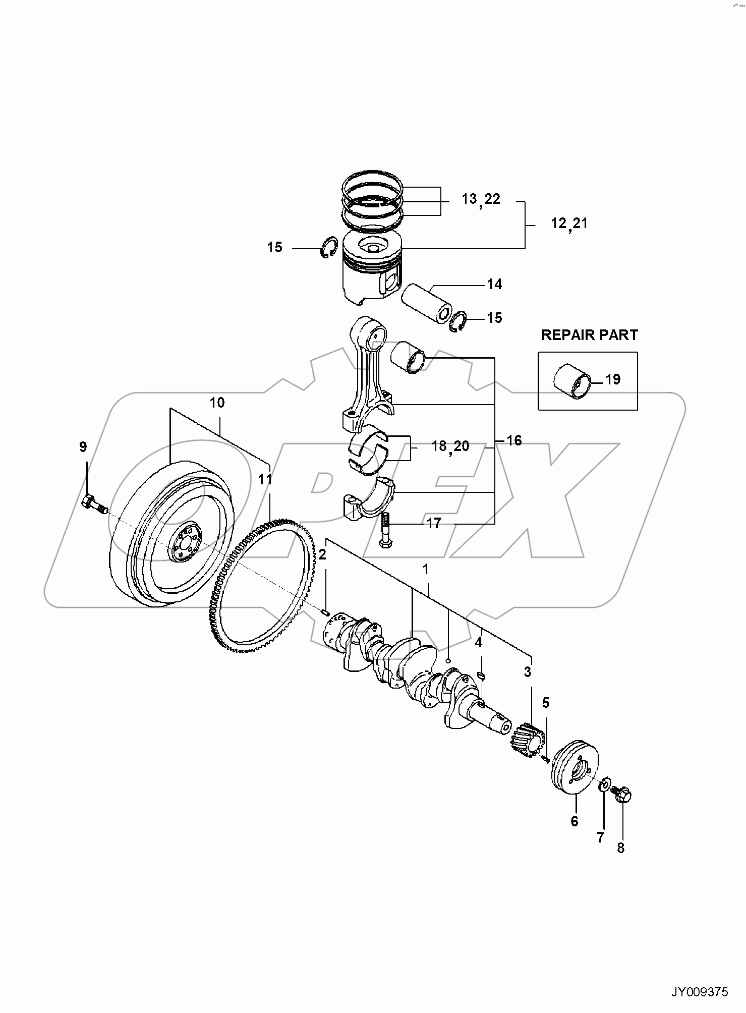  ENGINE, WITH CANOPY, CRANKSHAFT AND PISTON