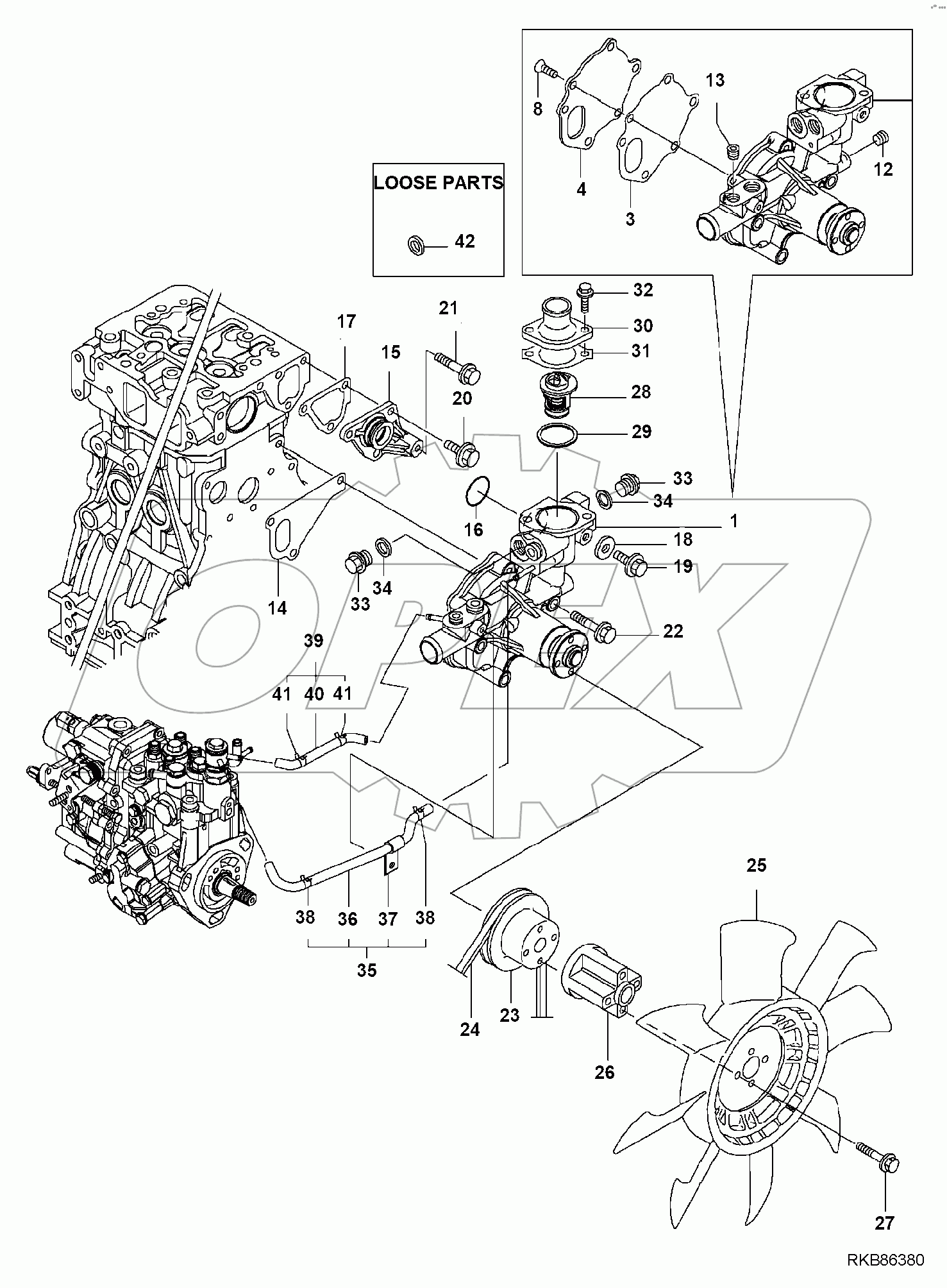  ENGINE, WITH CANOPY, WATER PUMP AND FAN