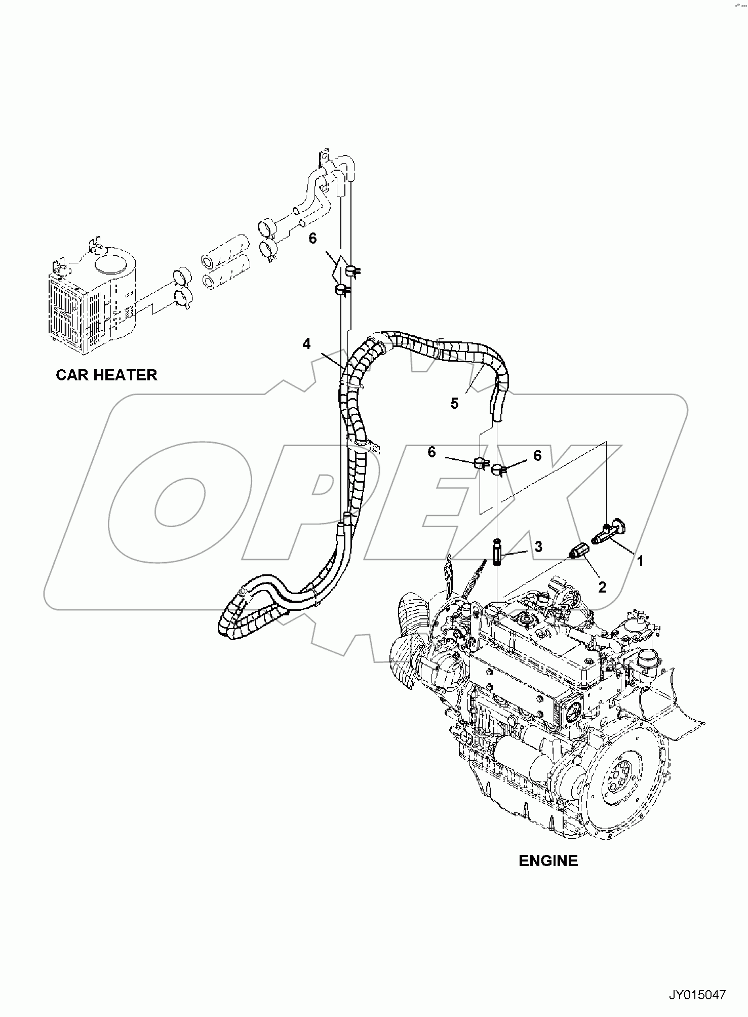  ENGINE UNIT, FOR CAB, HEATER PIPING