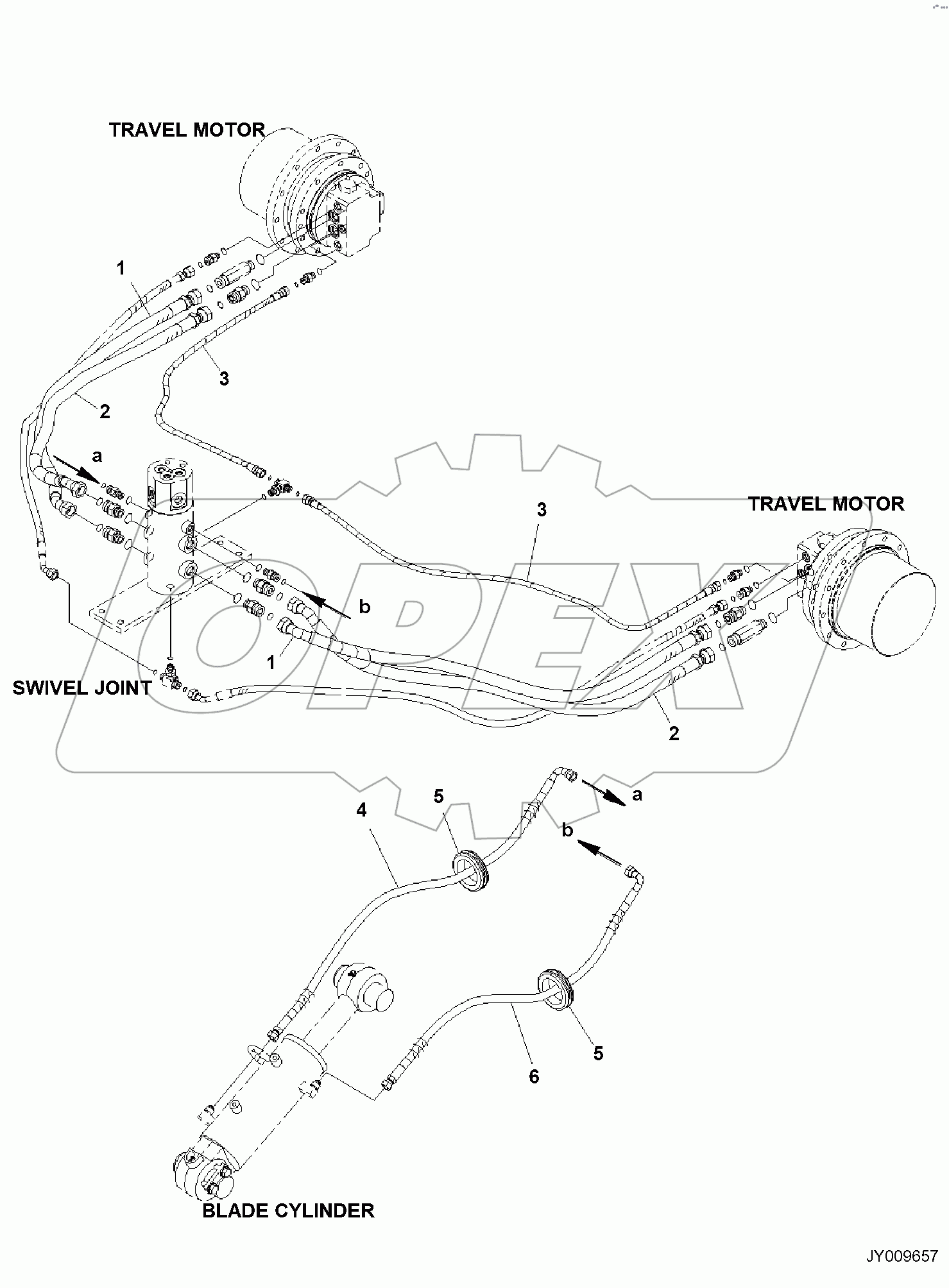  TRACK FRAME, TRAVEL MOTOR LINES, LOWER