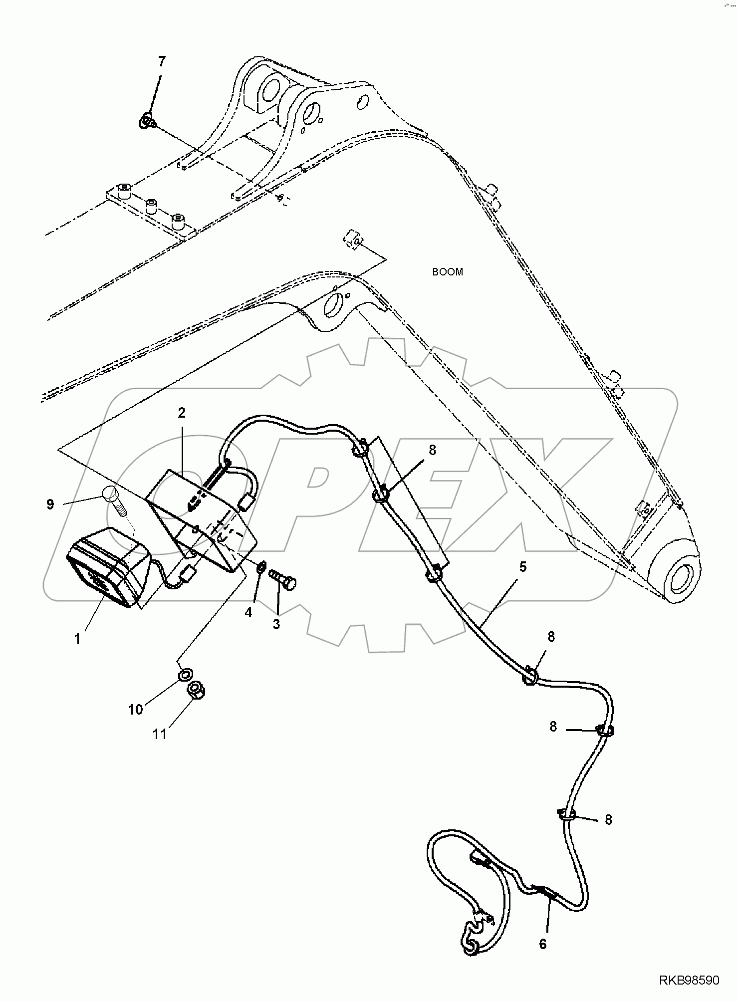  BOOM, WITH ATTACHMENT LINE, WORKING LAMP