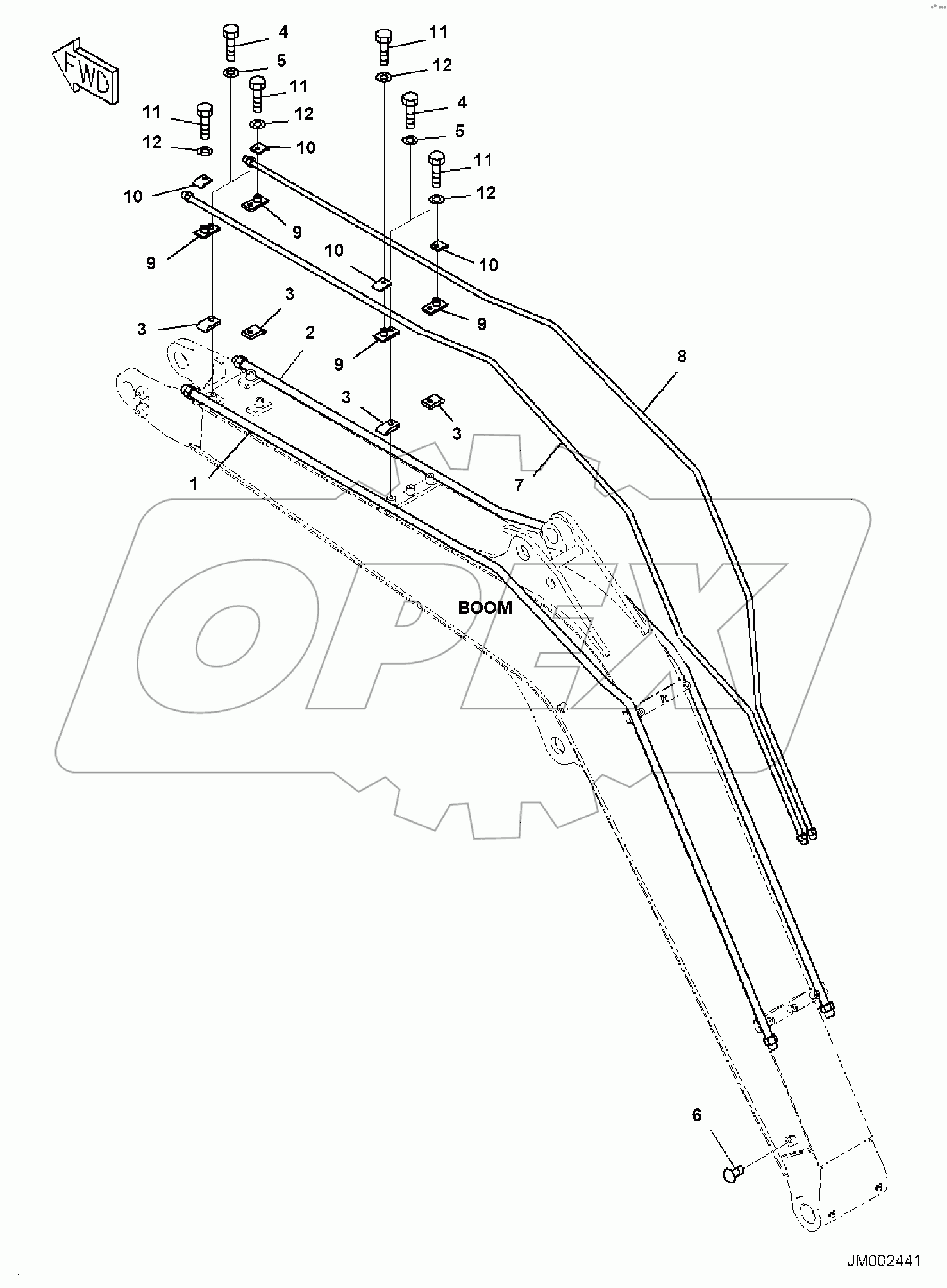  BOOM, 2900MM BOOM, 2-ATTACHMENT, ATTACHMENT PIPING