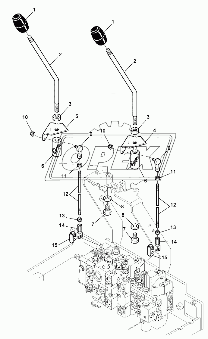 BACKHOE CONTROL LEVERS