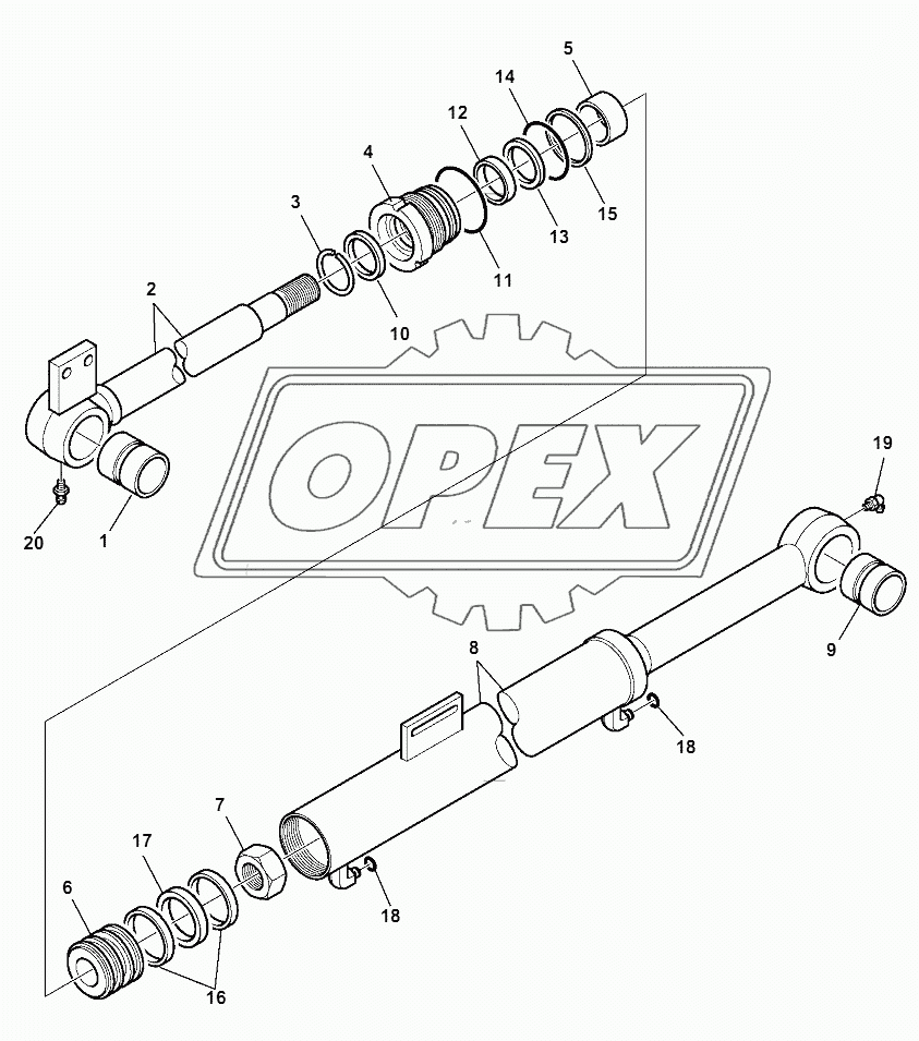 SHOVEL BUCKET TIPPING CYLINDER (R.H.)