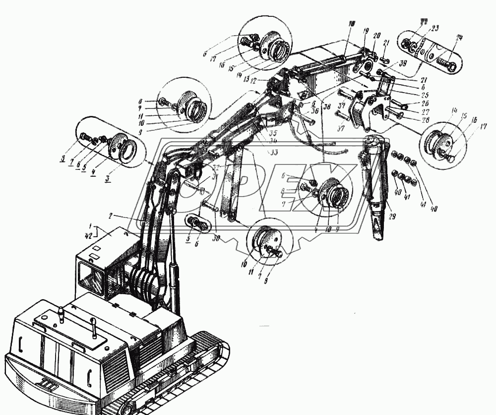 Экскаватор с рабочим оборудованием гидромолот