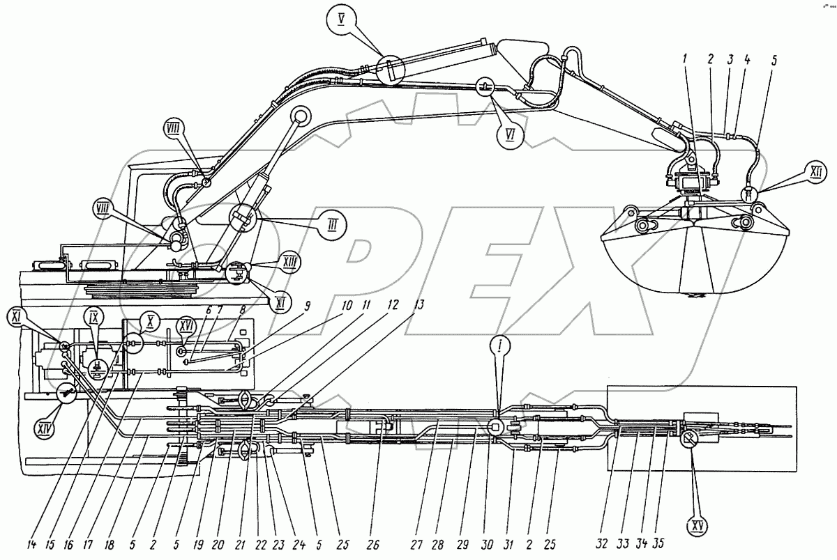 Гидроразводка рабочего оборудования грейфер 2.8м3