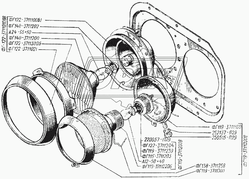 Приборы световые передние (фары)