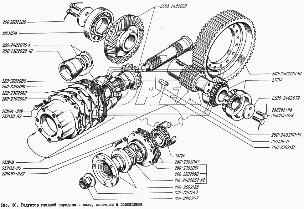 Редуктор главной передачи: валы, шестерни и подшипники