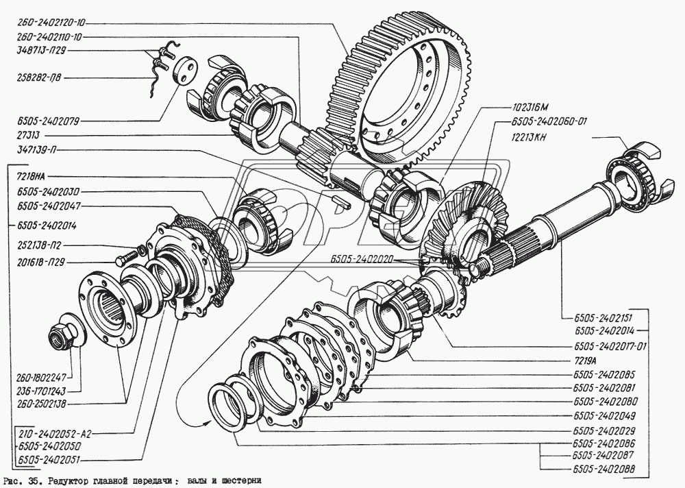 Редуктор главной передачи: валы и шестерни