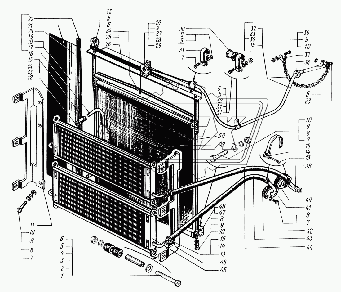 Шторка радиатора с масляными радиаторами и привод шторки