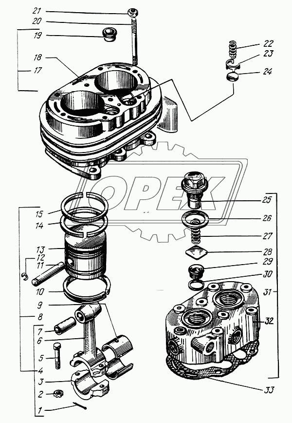 Головка и блок цилиндров компрессора