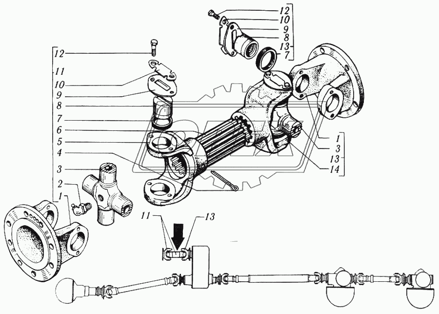 Вал карданный привода раздаточный коробки