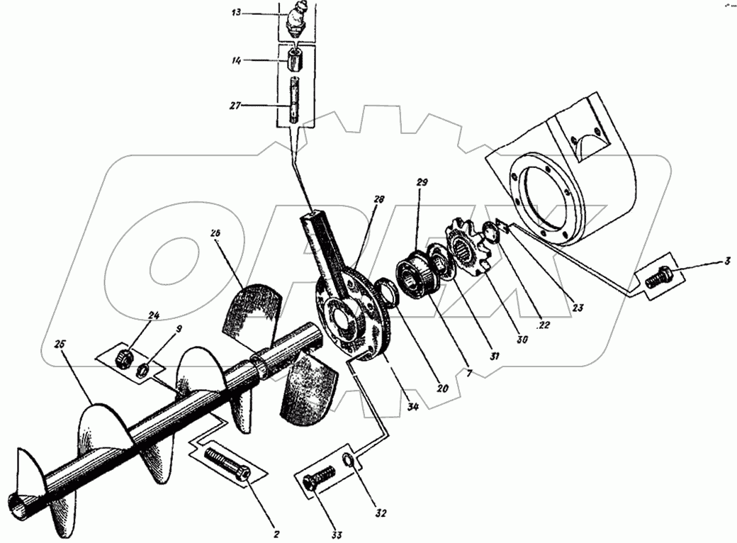 Установка шнека ДС-143А.31.08.000
