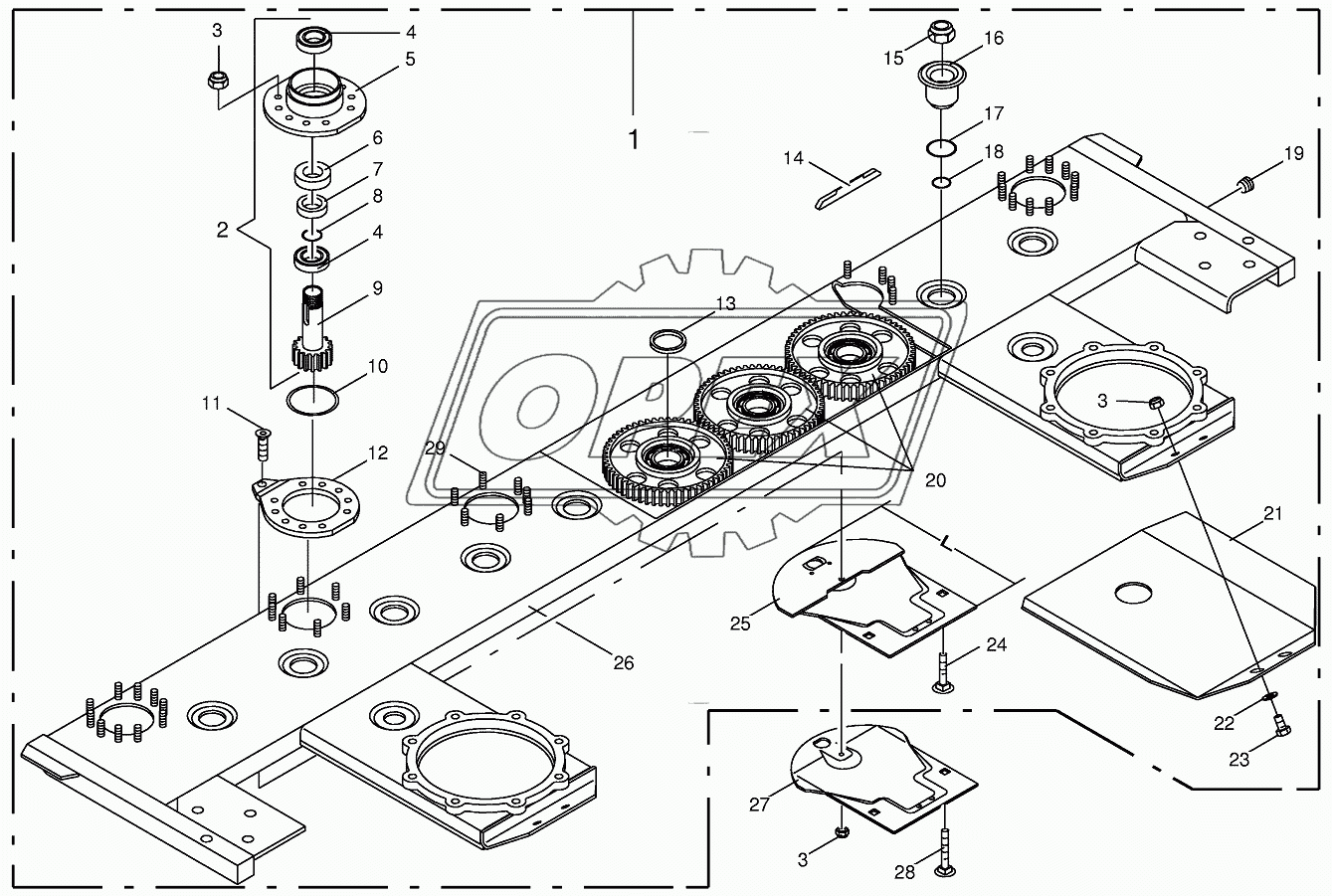 Cutter bar with bearings 1