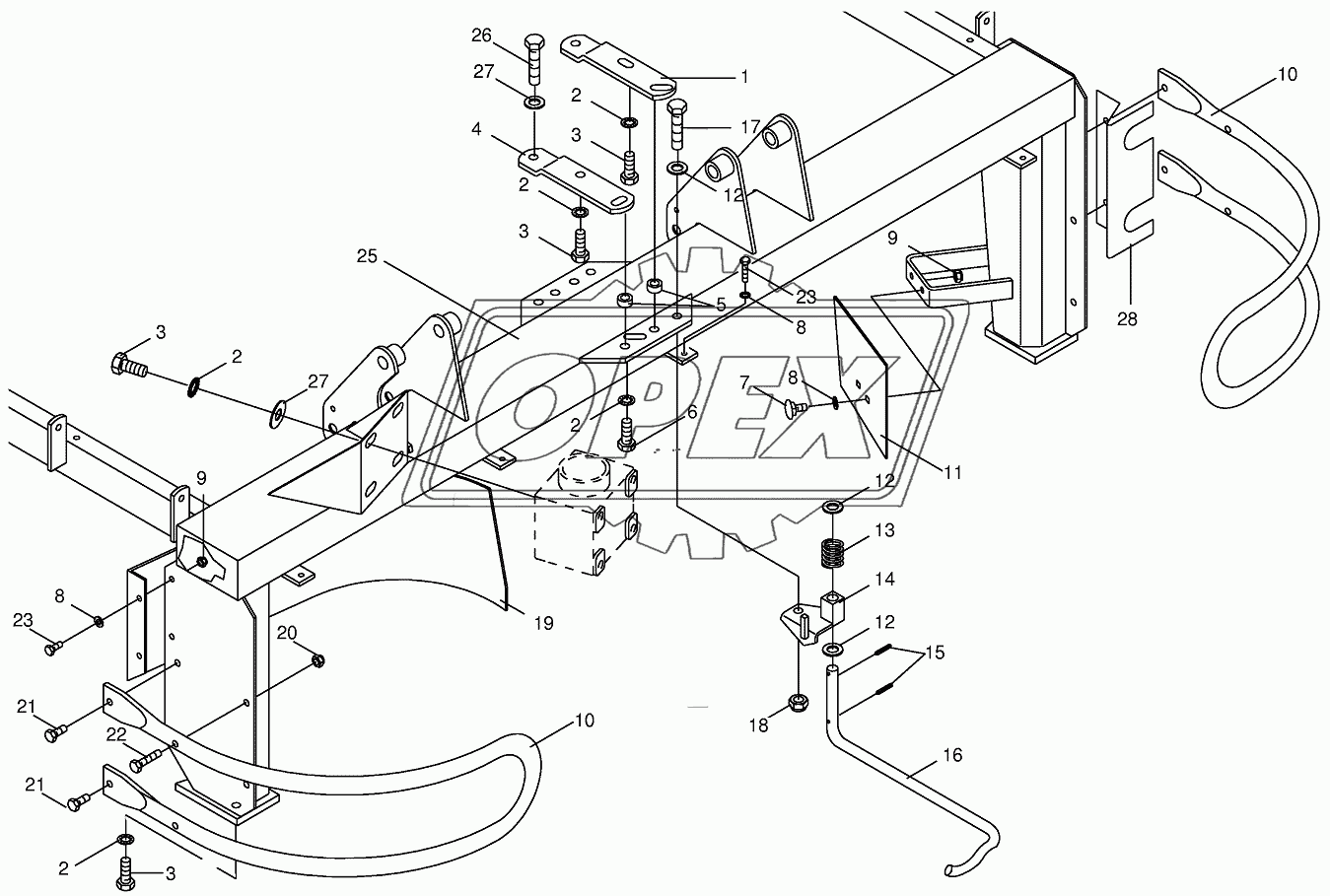 Draw bar with fittings