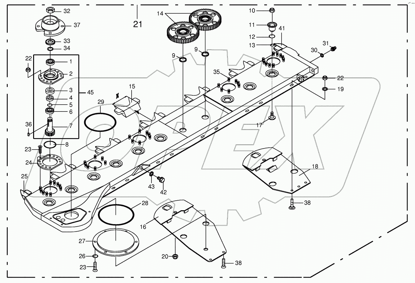 Cutter bar with bearings