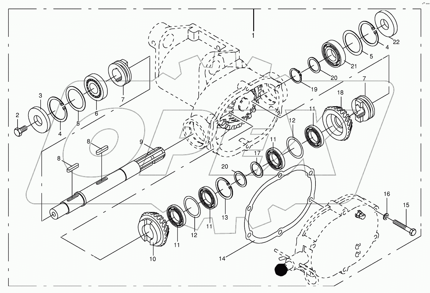 Gearbox and driven shaft