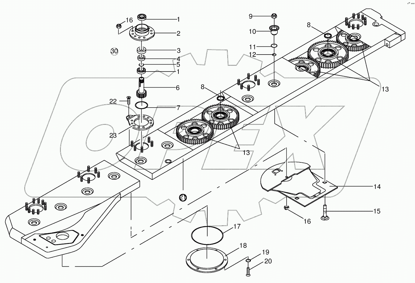 Cutter bar with bearings