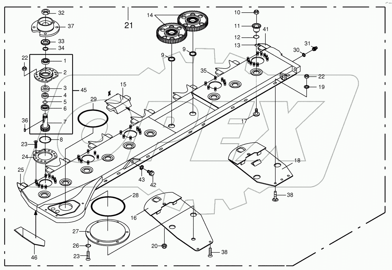 Cutter bar with bearings