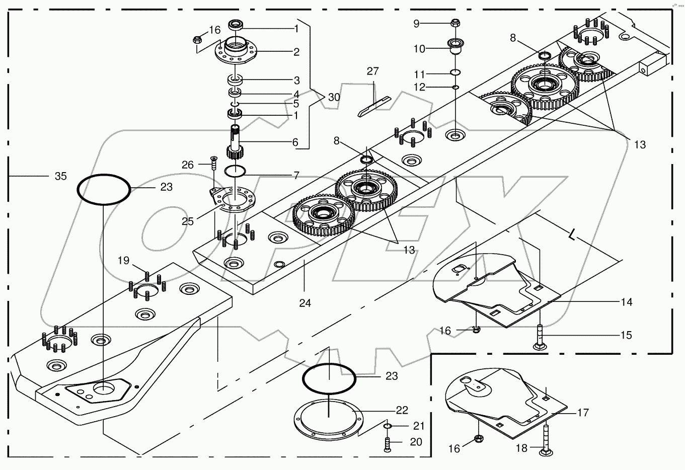 Cutter bar with bearings