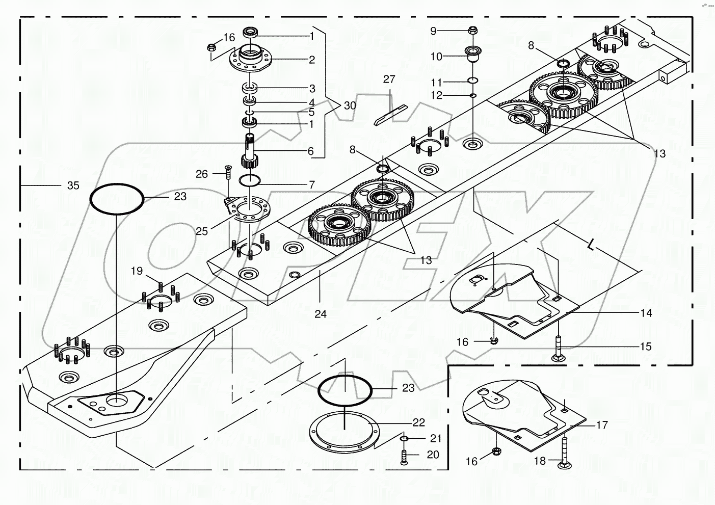 Cutter bar with bearings