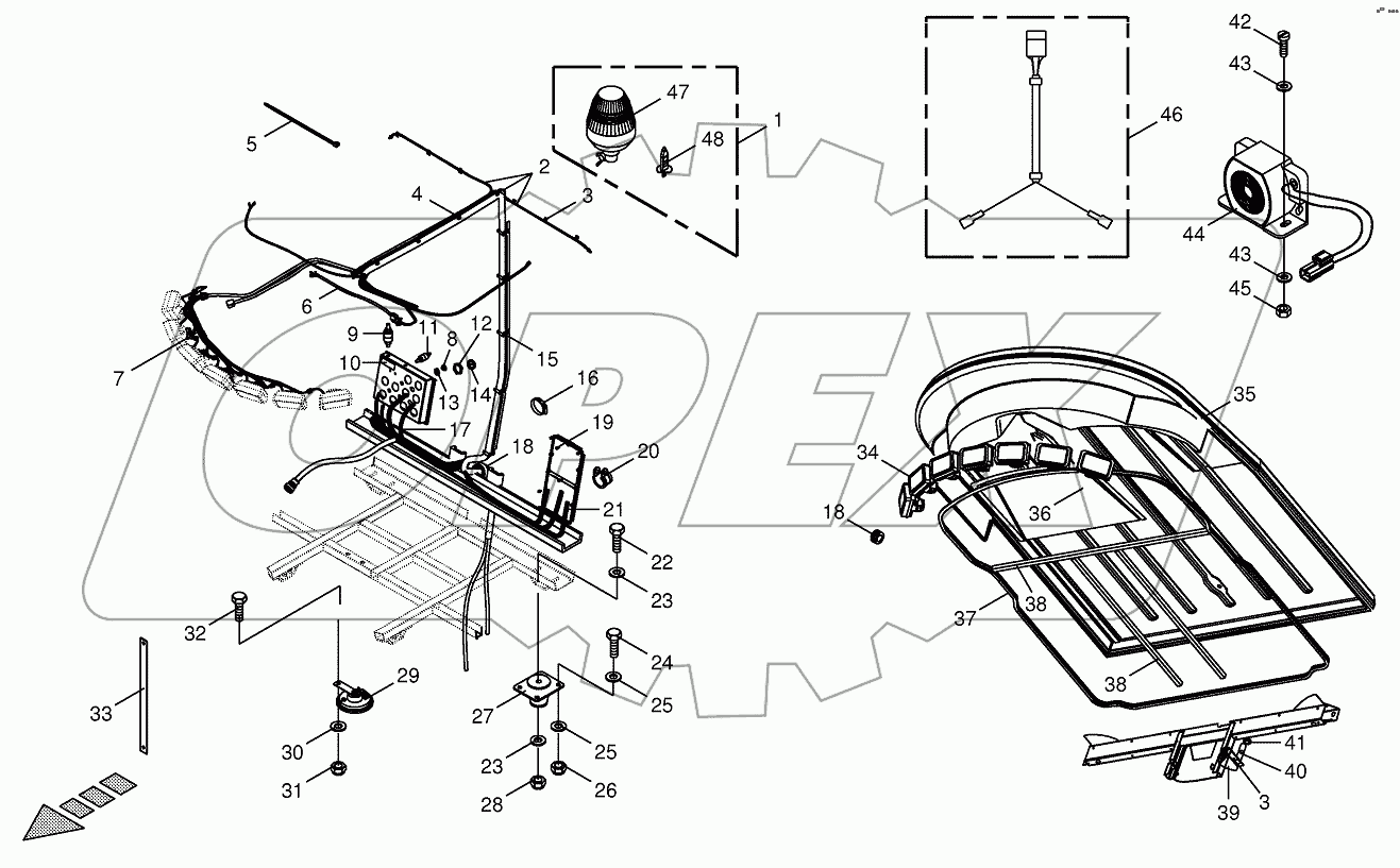 Cab - mounting parts / electric parts