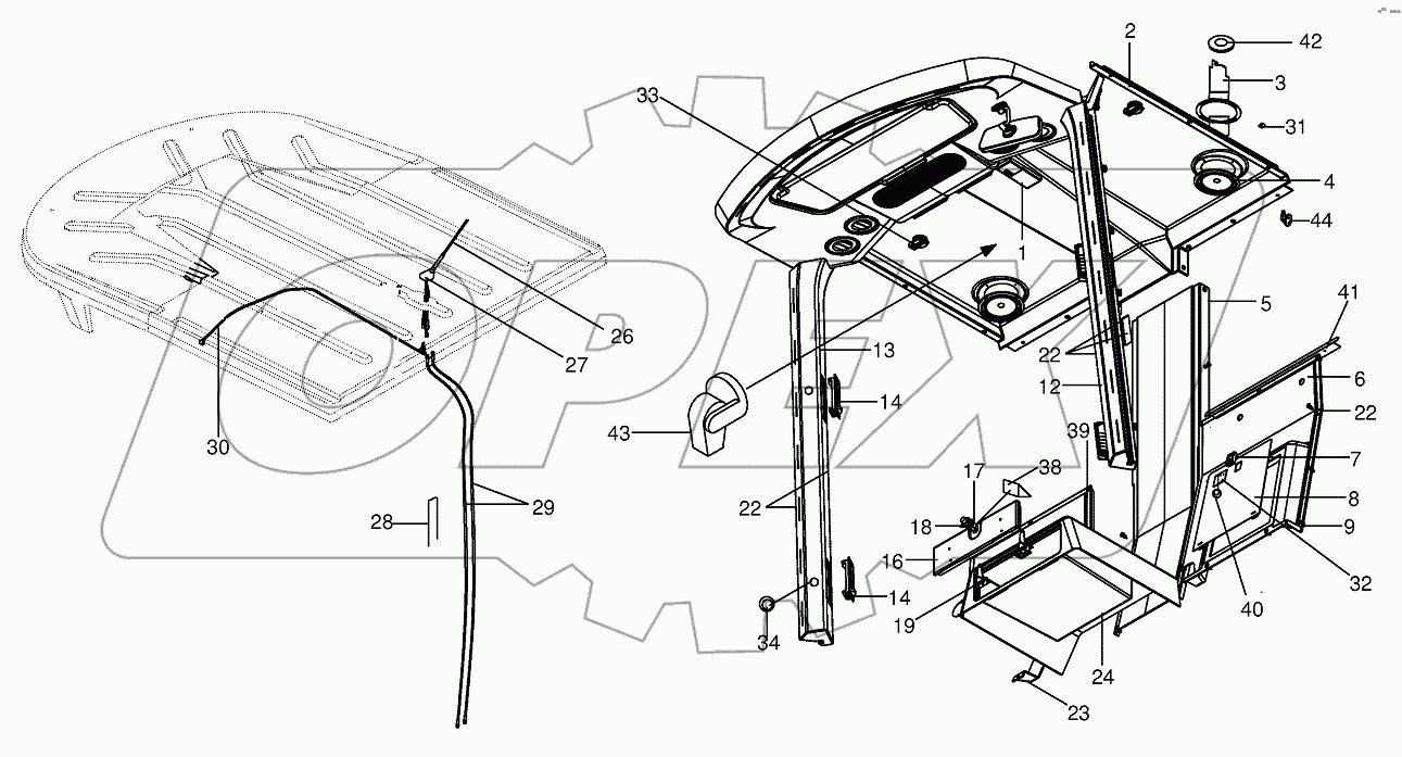 Cab - Cab lining, aerial