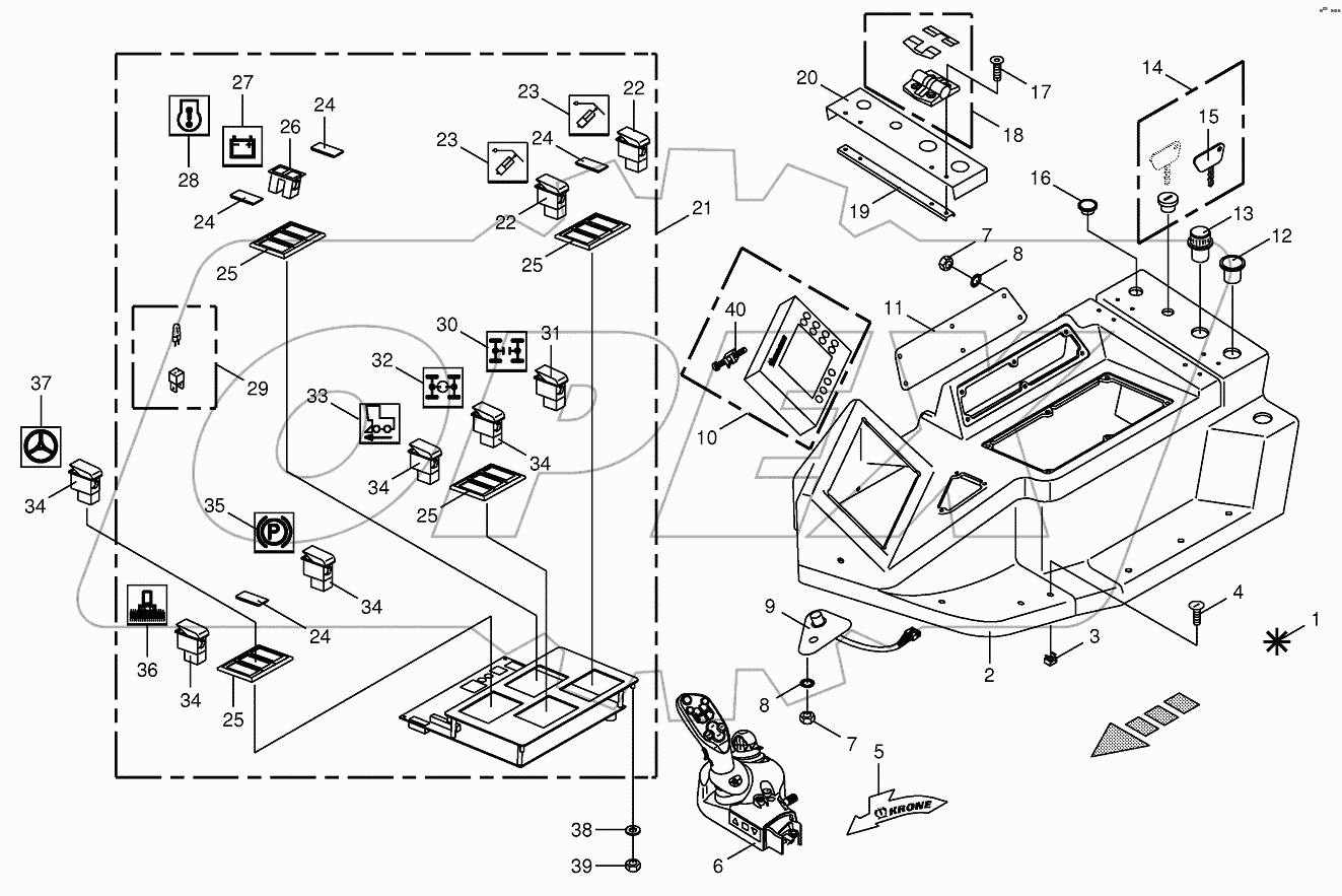 Control box mounting parts -top
