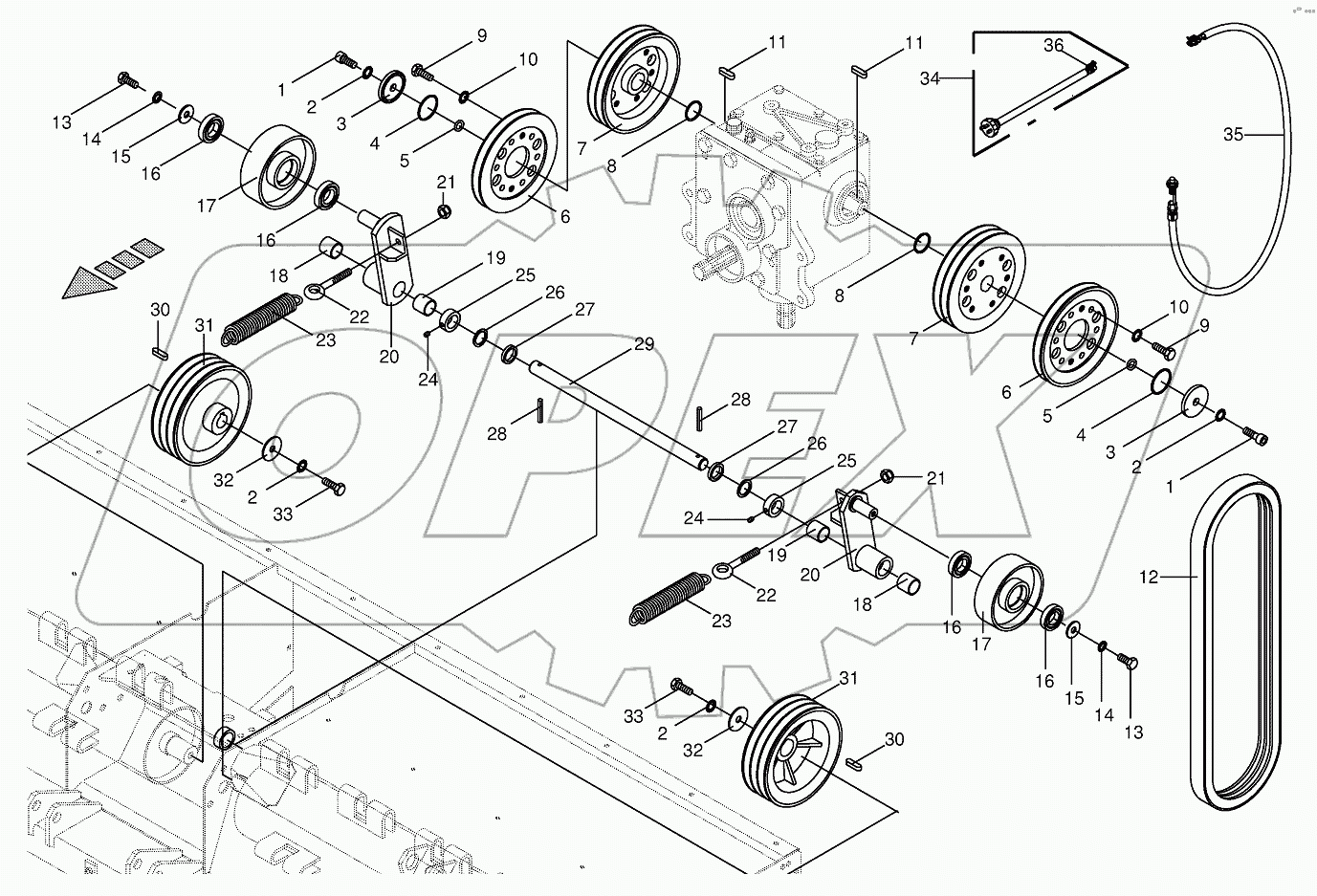 Tine conditioner drive - lateral