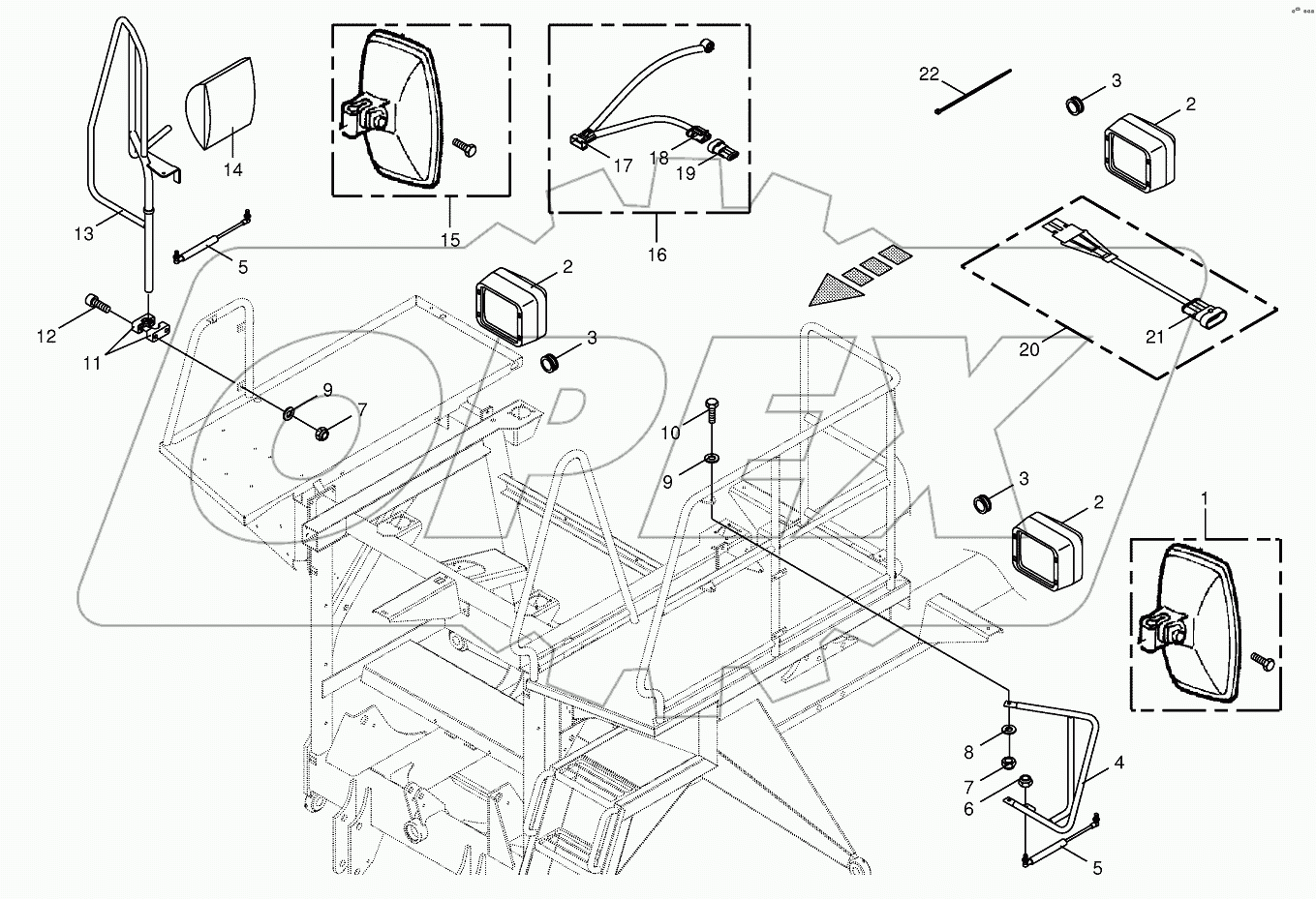Rear view mirror / Work light