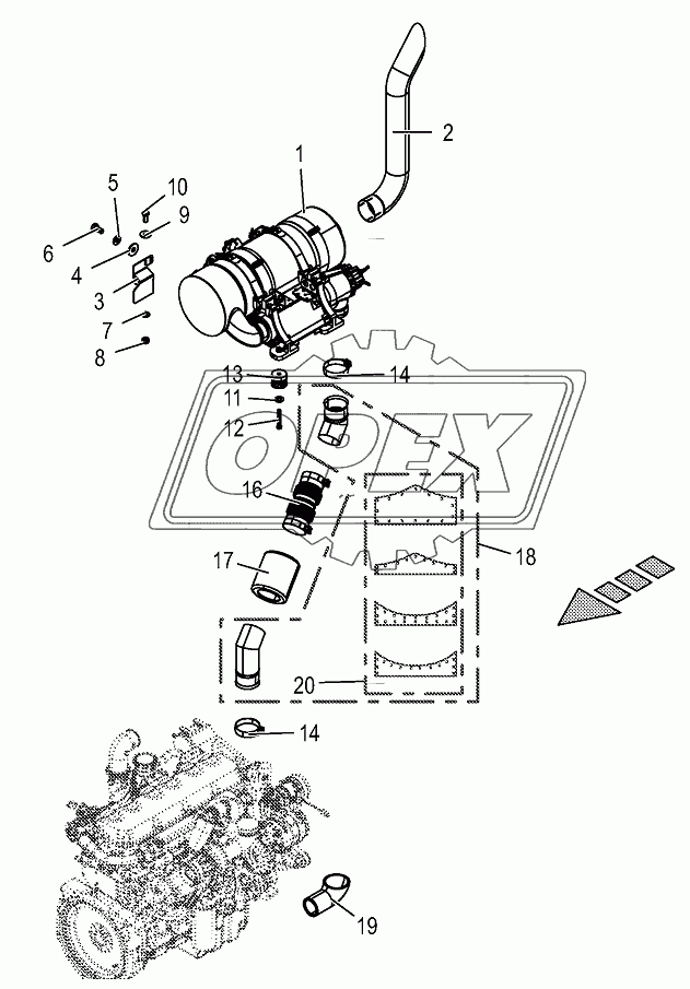 Exhaust gas equipment