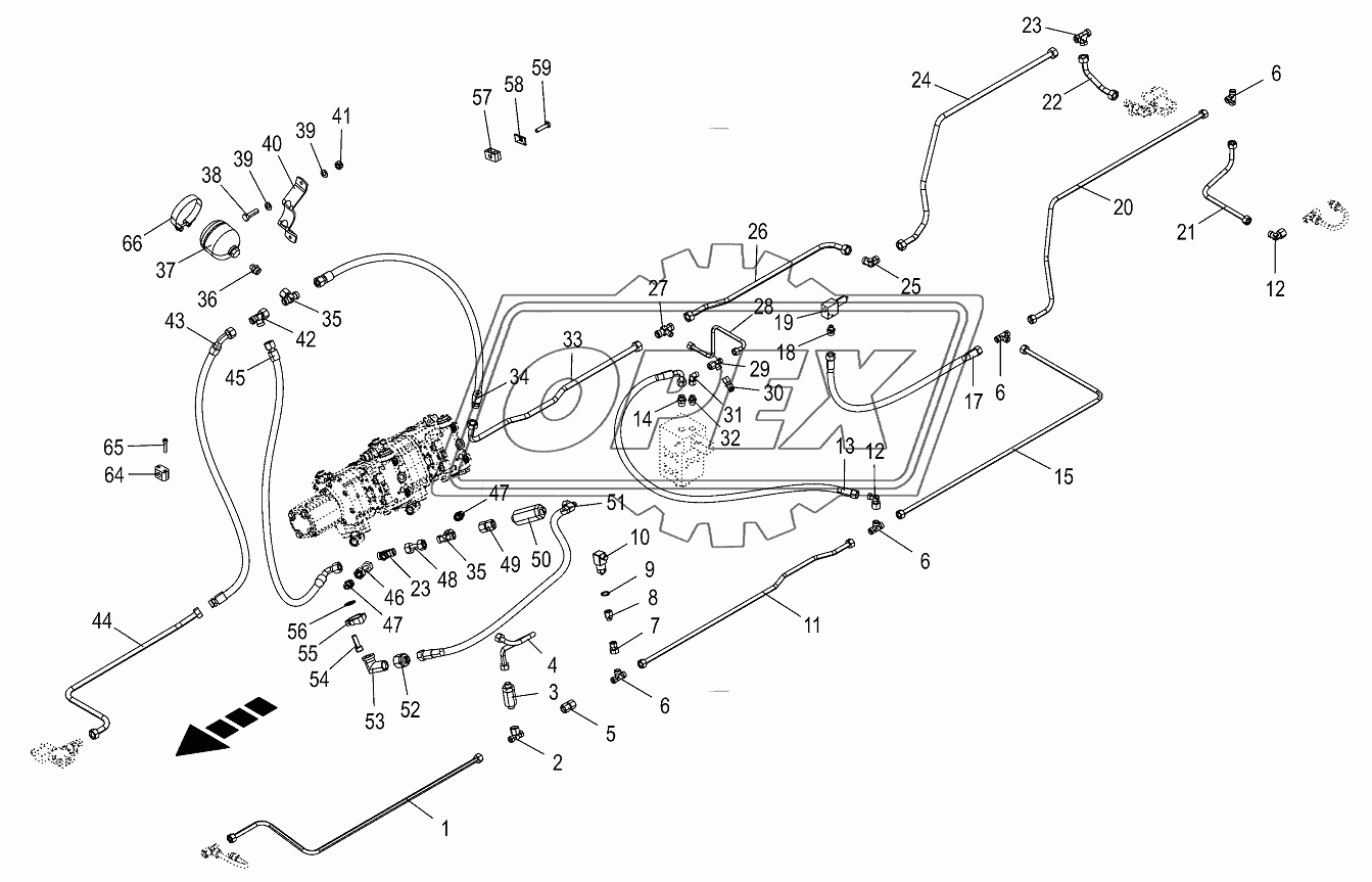 Hydr.ground drive/pressure oil line-middle