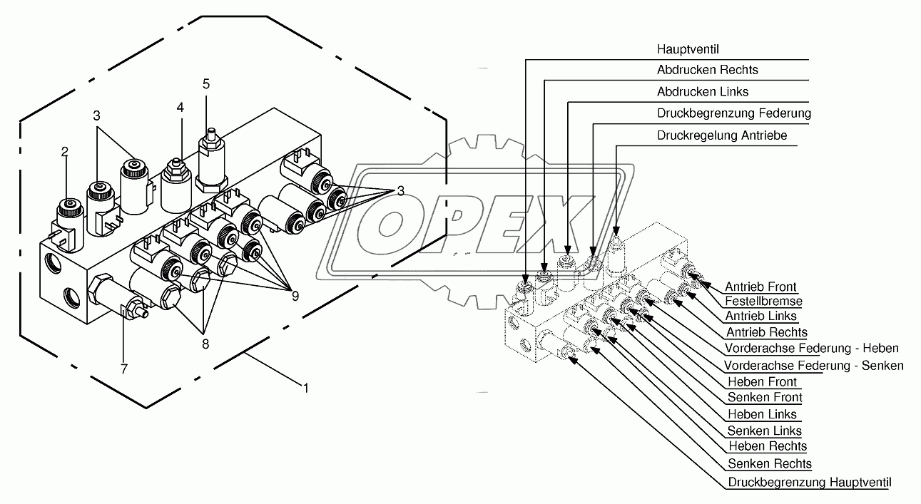 Working hydraulics-Valve block