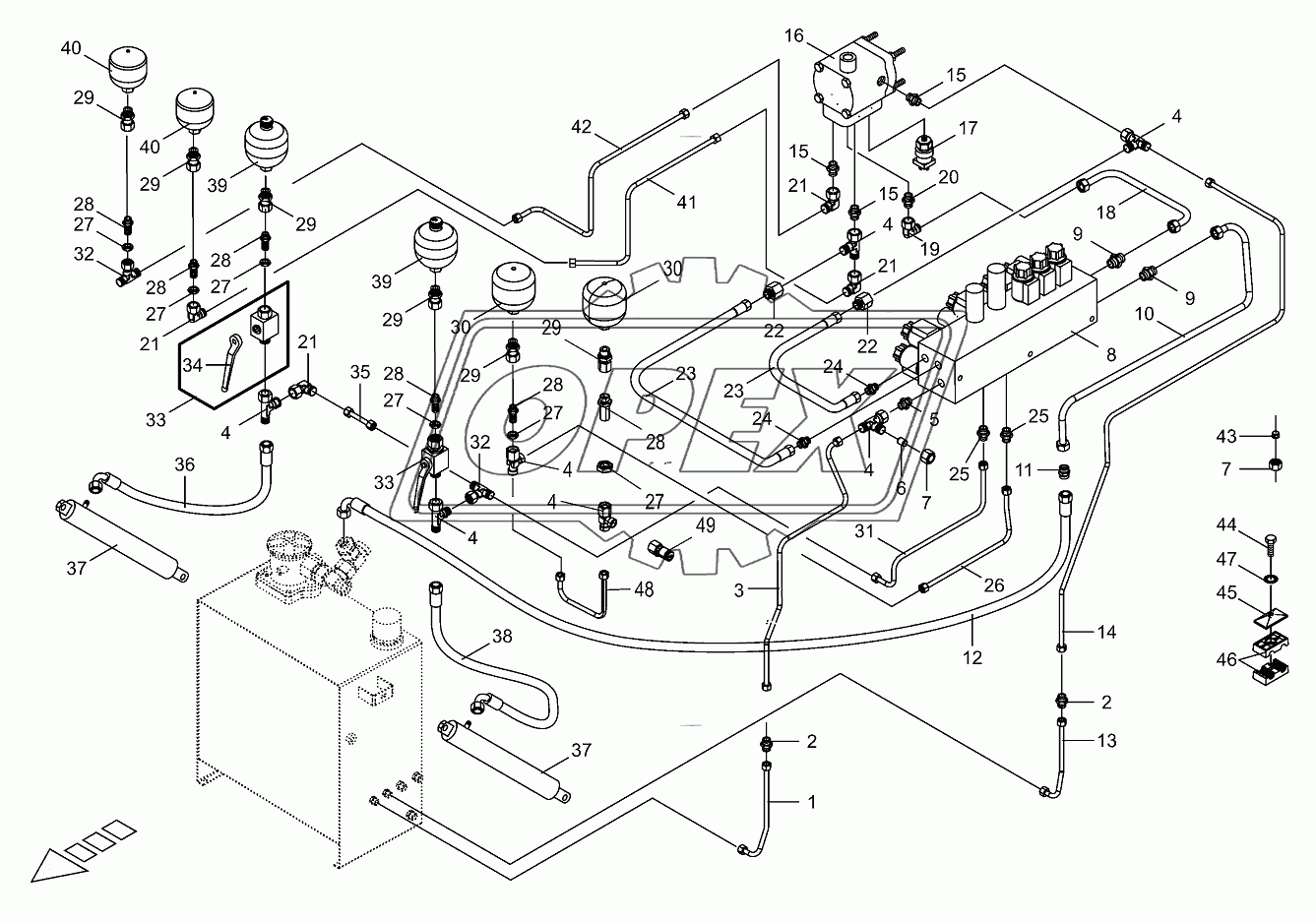 Working hydraulics-Mounting parts