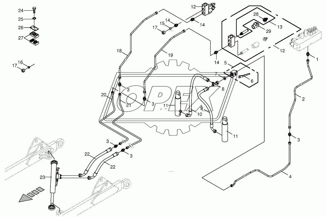 Hydraulics-front mower/hillside