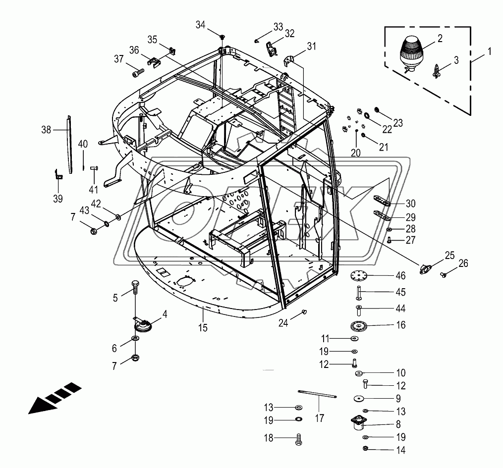 Cab-frame/mounting parts