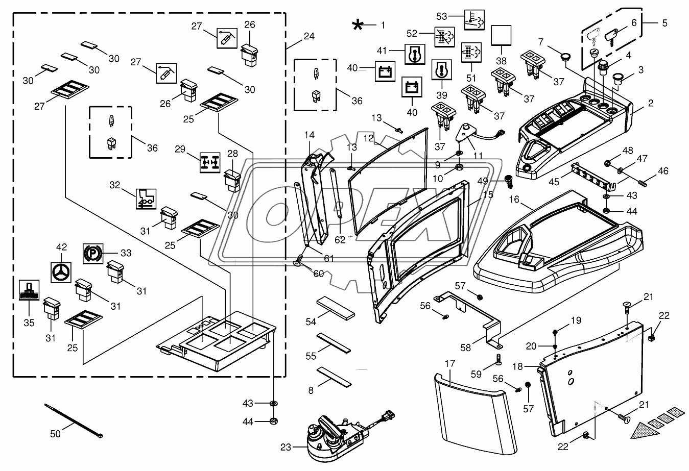 Control box mounting parts